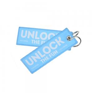 China Brand Logo​ Embroidered Key Chain Merrowed Woven Yarn Material factory