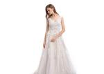 Front And Back V Neck Floral Ball Gown Wedding Dresses High End Custom