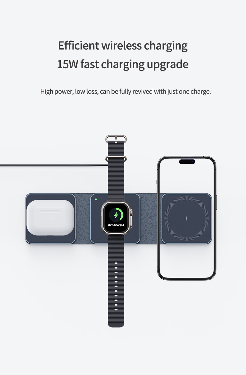 Compact Foldable Wireless Travel Charger with Qi Wireless Charging