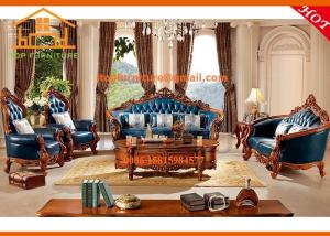 China European style antique luxury royal new model teak wood 7 seater sectional sofa set designs factory