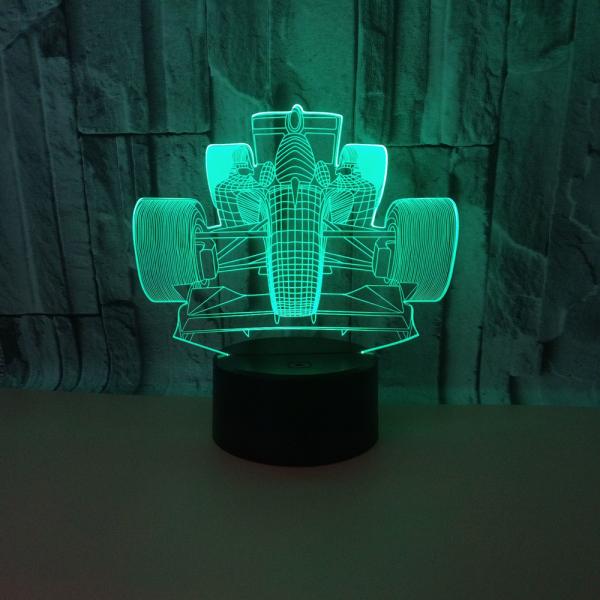 Racing F1 car colorful 3D night light custom OEM sign logo Touch remote control decorative small table lamp
