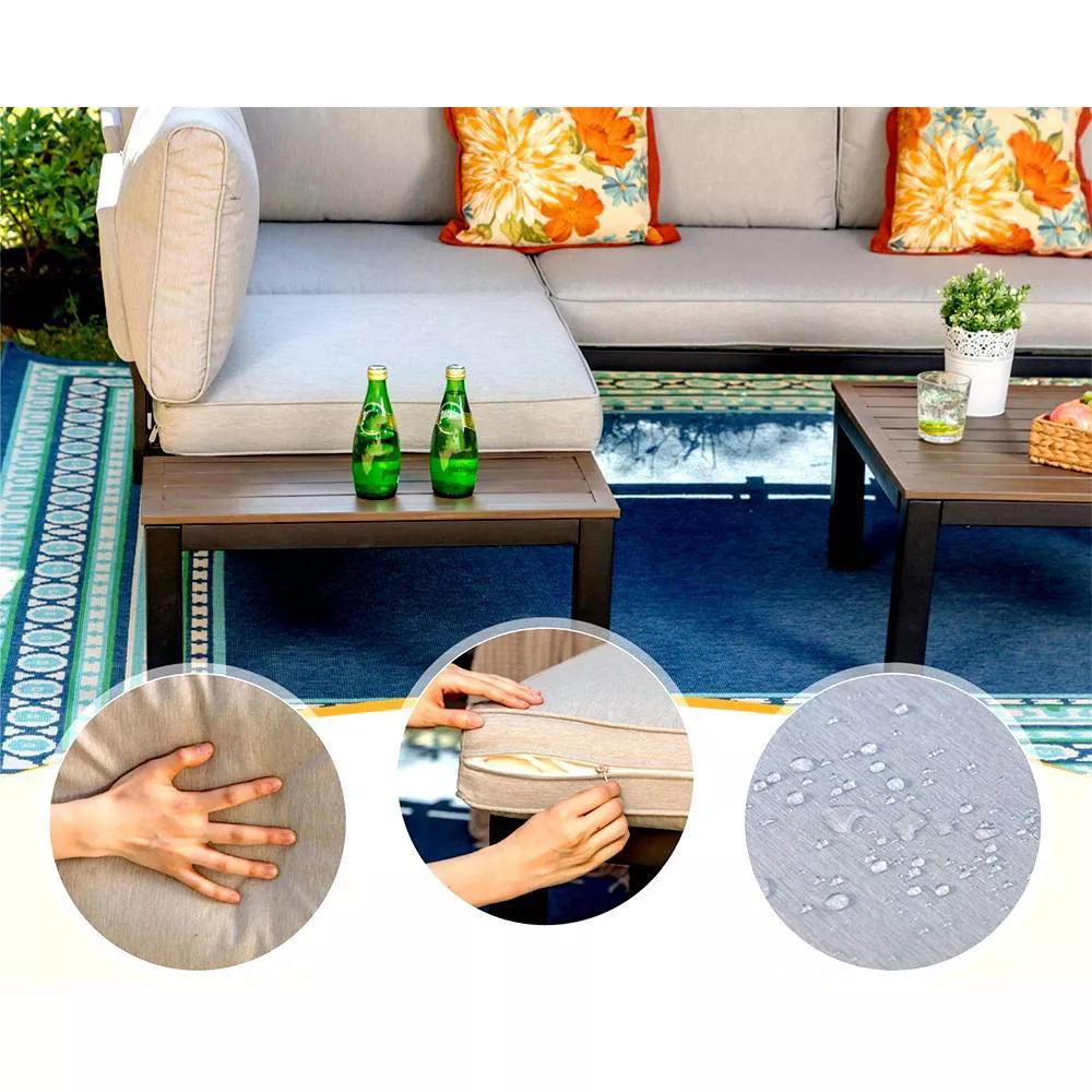 Aluminum Modular Patio Set AJUNION U Shape Large Size Outdoor Furniture Sectional Sofa