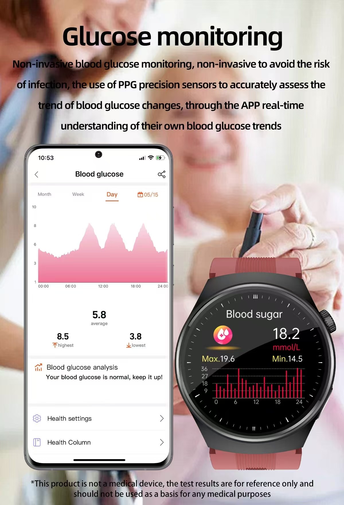 IPS Screen Air Pump Blood Pressure Heart Rate Monitor Smart Watch S28 1.39 inch