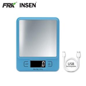 China Max 5KG Stainless Steel Platform USB Rechargeable Kitchen Scale factory