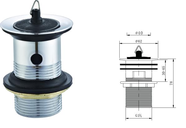G1-1/4" Basin waste with plug,south Africa style waste