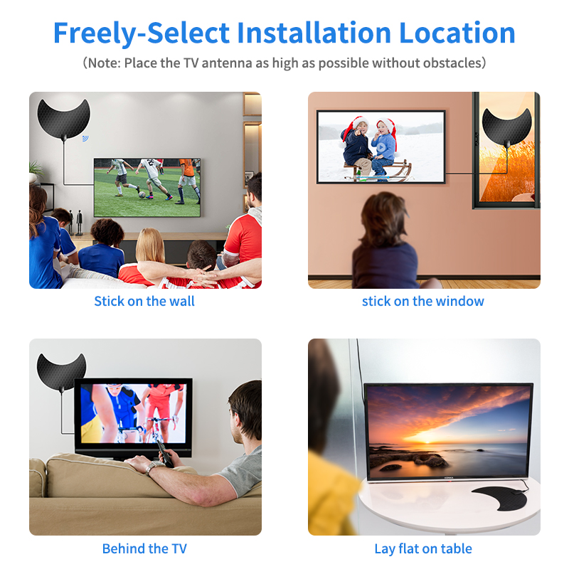VHF174-230 / UHF470-860 Frequency Range 4k Indoor HDTV Cable Free TV Antenna for Smart Digital TV