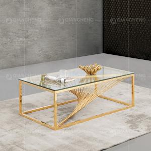 China Stable Metal Coffee Table 51x28x30inch Tempered Glass Coffee Table factory