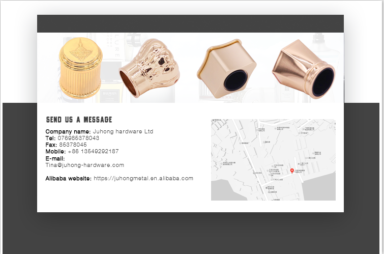 China Factory Shiny Zamac Perfume Bottle Caps Customized Colorful Zamac Cap Cylinder Perfume Bottle With Customized Logo