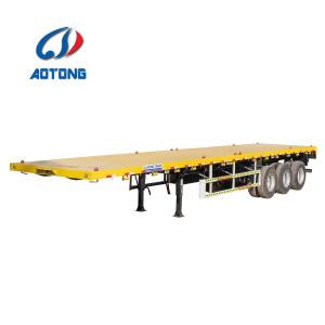 China 20ft 40ft Container Transport Flat Bed Trailer 3 Axle Flatbed Semi Trailer Moving Shipping factory