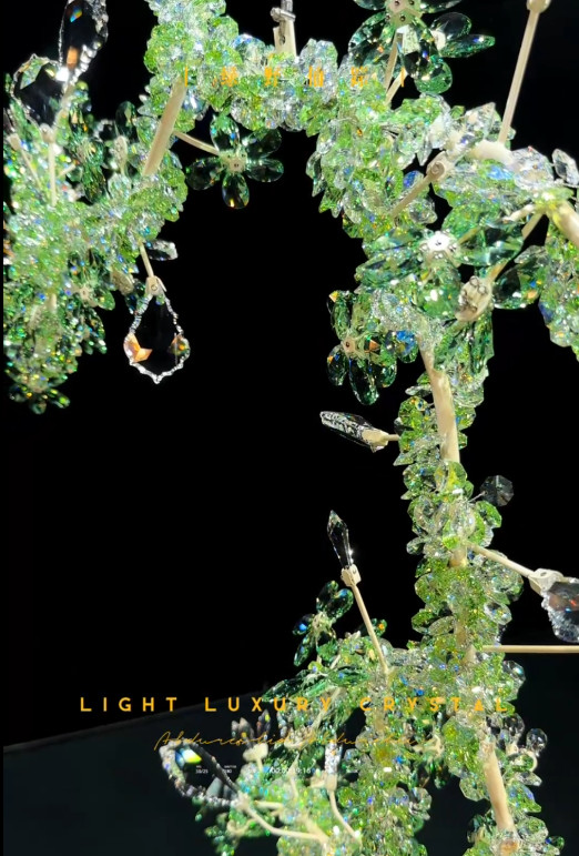 Unique Green Crystal Flower Chandeliers Light For Fantastic Place