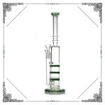 Triple Honeycomb Percolator Glass Bong Smoking Pipes In Green Blue Color