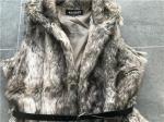 Brown Multi Color Womens Faux Fur Jacket Gilet With Pu Belt And Funnel Neck