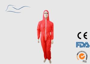 China Red Disposable Dust Suits , Various Size Polypropylene Disposable Coveralls factory