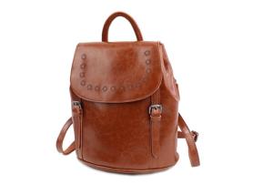 China Retro Oil Wax Double Shoulder Bag , Fashionable Bucket Type Student Travel Backpack factory