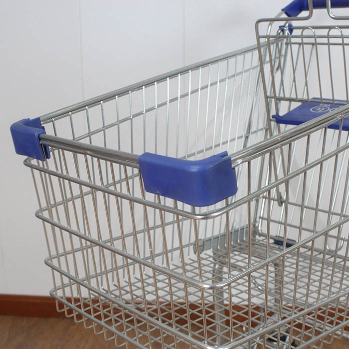 100L Grocery store Rolling Trolley Steel Powder Coating German type Steel Shopping Cart