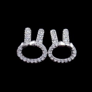 China S925 Sweet Personality Lovely Rabbit Ear Shaped Stud Earrings Surround Zircon factory