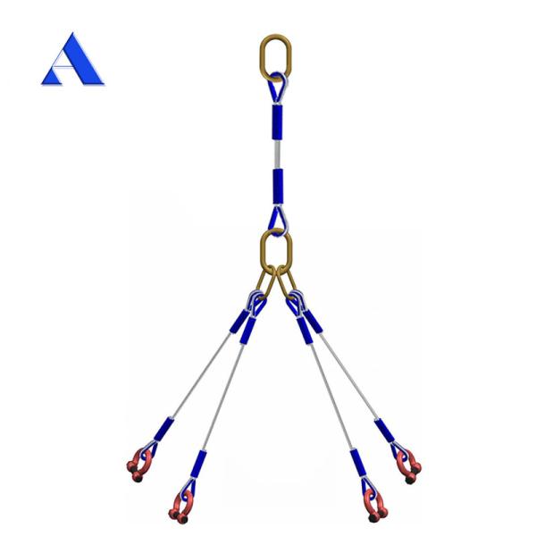 DNV 2.7-1 Standard Steel Wire Rope Sling 5 Legs Lifting Eye Type Reversed Eye