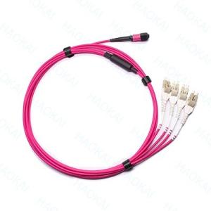 China 12core OM4 MPO Fan Out Optical Patch Cord LC Fiber Optic Patch Cords factory