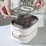 Food-Grade PP Plastic And Stainless Steel Bento Box Stackable Leak-Proof Double