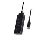 Ultra Slim Aluminum 4 Port Black Superspeed Usb 3.0 Hub