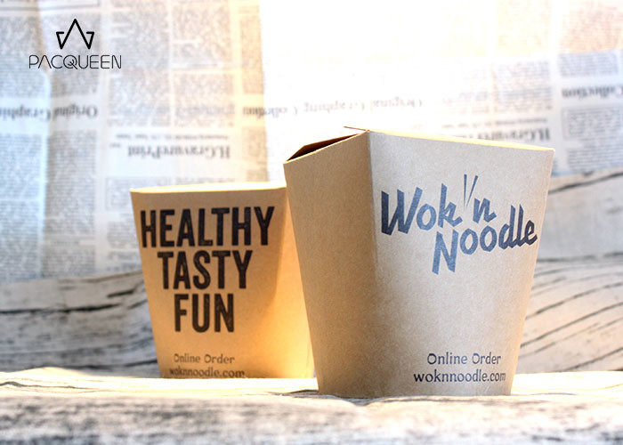 Noodles Cantai Kraft Paper Takeaway Food Containers Food Grade PE / PLA Lining