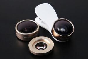 China Super Clear Mobile Phone Extra Camera Lens , 3 In 1 Universal Clip Lens 25 X 14.5 Mm factory