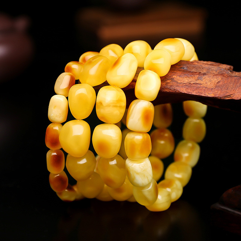 Fine Jewelry Men Women Healing Gemstone Genuine Baltic Ambers Gradient Bracelets Bangles 100% Natural Amber Rainbow Bracelet
