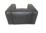 Vintage Genuine Black Leather Three Seater Sofa Wood Frame Broad Arms