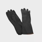 S - XXL Size Long Black Latex Gloves Dip Flocklined