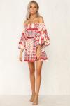 Summer Dresses Women Boho Printed Off Shoulder Mini Dress