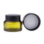 IS09001 Glass Face Cream Jars Clear Olive Green Glass Cylinder Jars With Lids