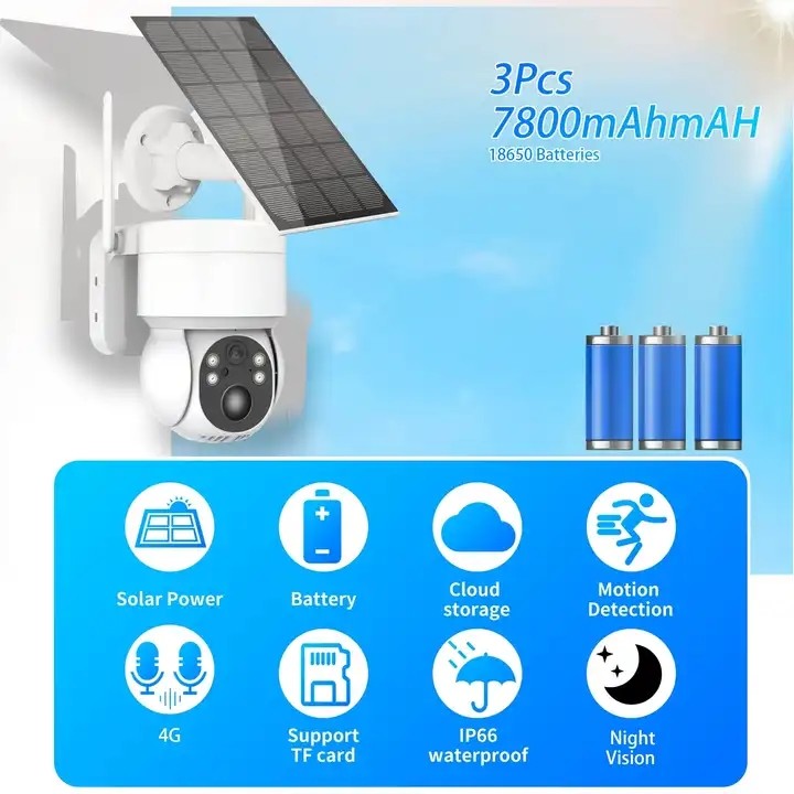 Battery Power Solar 4G Security Camera Wireless WiFi Network