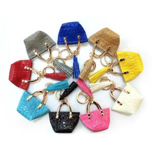 China Glitter Leather Small Purse Keychain , Chorme Plated Change Pouch Keychain factory