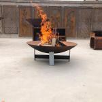100cm Corten Steel Fire Pit And Water Bowl Garden 0.6m Backyard