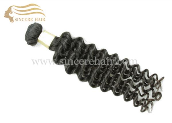 Hot sale 18" CURLY Hair Extensions Weft for Sale, 18 Inch Natural Black Curly