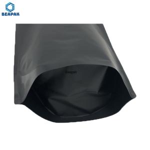 China Stock Aluminium Foil Zipper Doypack Black Matte Stand Up Pouch factory