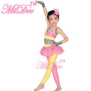 China Kids Dance Clothes Polka Dots Tutu Pants Sequin Dance Dress With Zebra Leotard Under factory