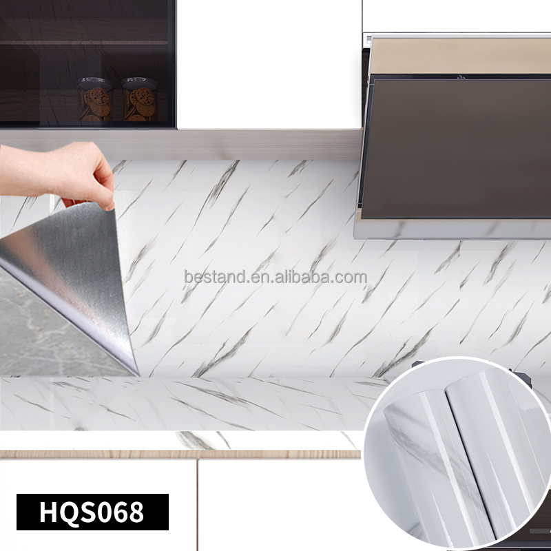 Add a Touch of Elegance to Your Kitchen with Marble Wallpaper Roll size 60cm*10m Oil-proof and Affordable