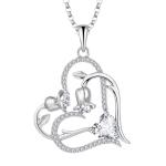 YASVITTI OEM Women's Gift Heart to Heart Necklace Cubic Zirconia Rhodium Plated