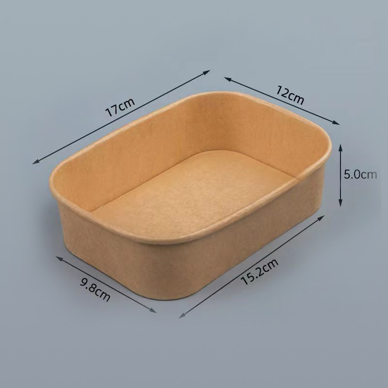 Kraft Square Paper Bowl With Flat Lid Biodegradable Fast Food Container