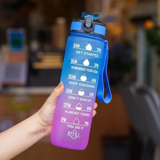 Customized 32oz Large Leakproof BPA Free Drinking Bottle Motivational Time