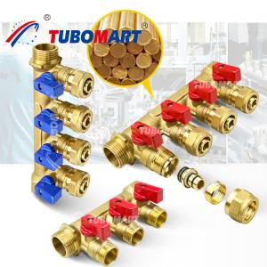 China Multiple Outlets 1/2 Inch Brass Pex Manifold 150 Psi With High Temperature Resistance factory