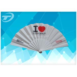 China Customized Plastic Folding Fan With Fabric ,  Size 23cm Hand Held Folding Fans on sale
