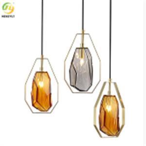 China LED 1-Light Glass And Iron Smoke Gray And Brown Pendant For Bedroom factory