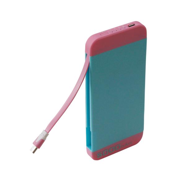 China 5000mAh Capacity power banks, Plastic, fixed micro usb cable, Charger factory