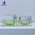 15g 30g 50g Square Cosmetic Jars Green Clear Acrylic Jars Luxury For Face Cream