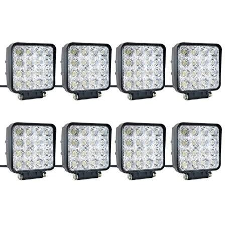 48W Flood LED Vehicle Work Light Square Off-Road Bulb Lamp For Jeep Cabin Boat
