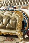 Royal Wooden Carved Design Luxury Leather Headboard King Size Bed LF-029