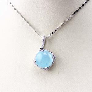 China 925 Silver Blue Chalcedony Cubic Zircon Pendant Enhancer Necklace (P74) factory