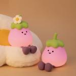 Factory Wholesale Cartoon Soft Silicone LED Night Lights Cute Small Eggplant